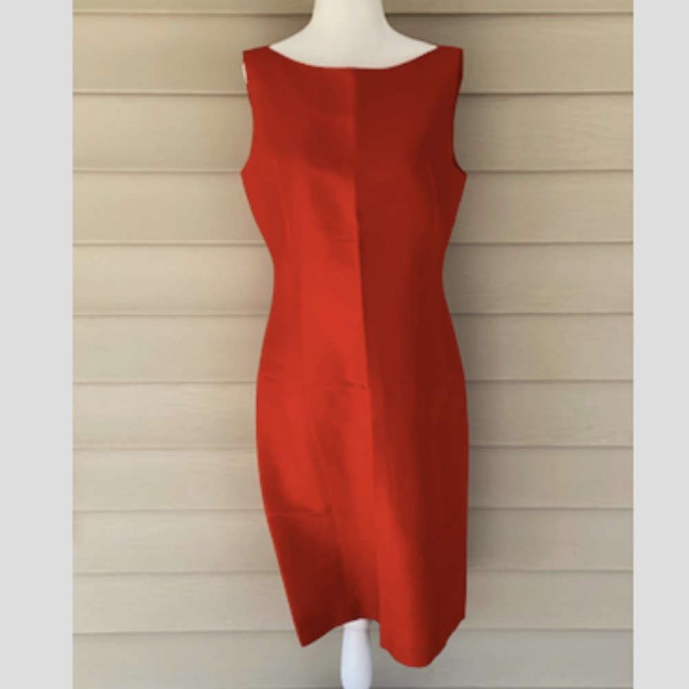 Jones & Co Silk Sheath Dress Fiery Orange Size 10